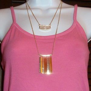 3 Piece Gold Tone Jewelry Set, Layer Necklaces, Earrings, Mint Mongoose, New